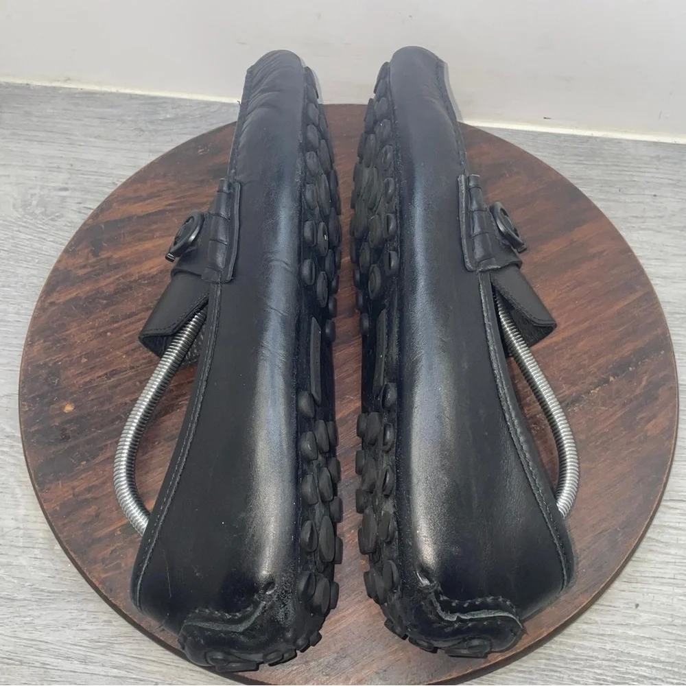 Ferragamo Size 10.5 EE Wide Gancini Leather Driving Loafers Shoes Black